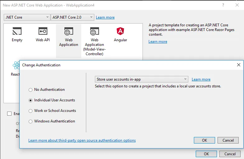 ASP.NET Core - new project with ASP.NET Identity